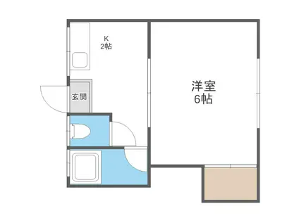 きさらぎ荘(1K/1階)の間取り写真