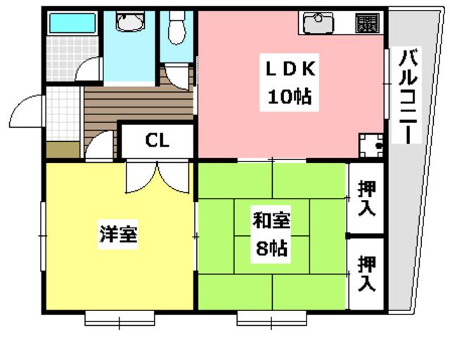ひかりハイツ(2LDK/1階)の間取り写真