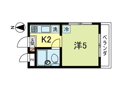 ドエル梅里(1K/1階)の間取り写真