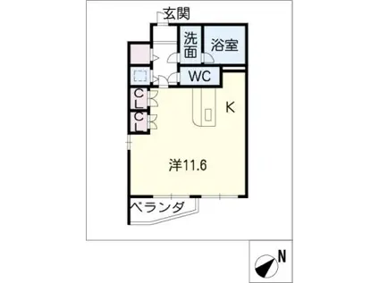 エーデルホフ星ヶ丘(ワンルーム/2階)の間取り写真