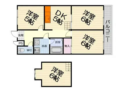 フローラルマンション(3DK/2階)の間取り写真