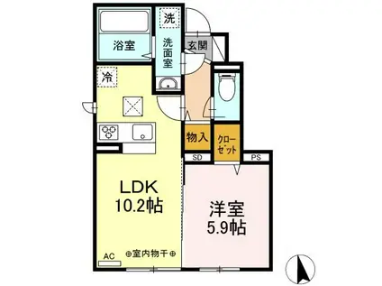 D-ROOM ISHIE I103(1LDK/1階)の間取り写真