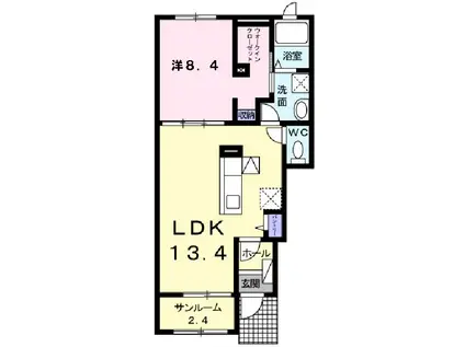 サニー III(1LDK/1階)の間取り写真