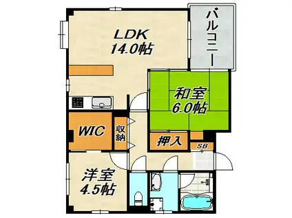 シュロス板宿(2LDK/3階)の間取り写真