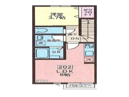 MEI八乙女(1LDK/2階)の間取り写真