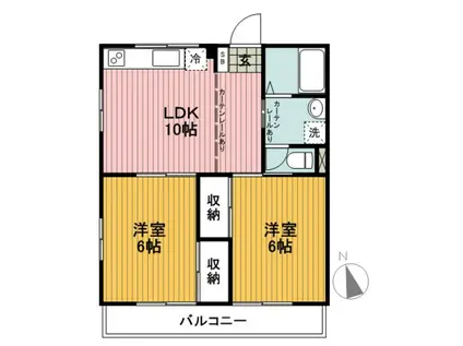 平和日吉ハイツ(2LDK/3階)の間取り写真