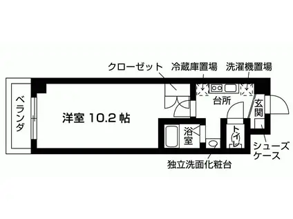 アルトシュロス四条大宮(1K/3階)の間取り写真