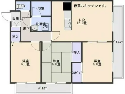 サニーハイツ林(3LDK/3階)の間取り写真