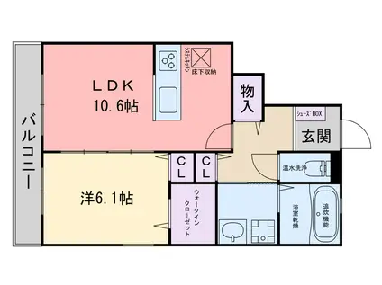 グランチェスタI(1LDK/1階)の間取り写真