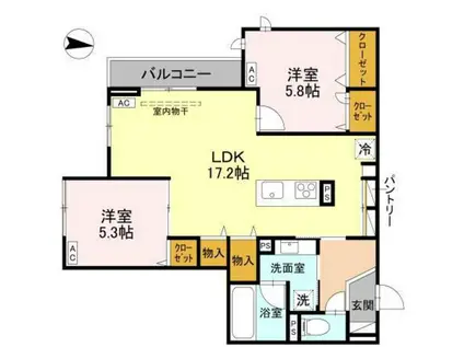 ドエル25(2LDK/2階)の間取り写真