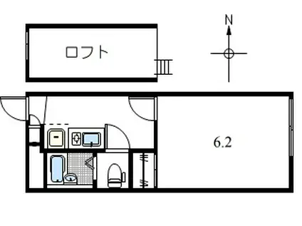RAKUDO(1K/1階)の間取り写真
