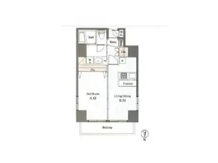 メトロステージ中目黒1 PATH中目黒UNO(1LDK/6階)の間取り写真