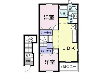 セイバリー・コートC(2LDK/2階)の間取り写真