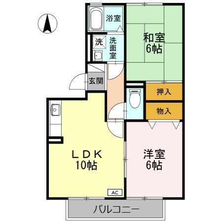 メゾン・ド・ルミエール A棟(2LDK/1階)の間取り写真