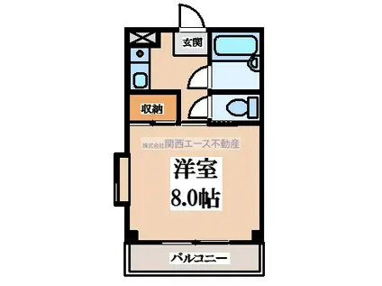 エンフェル石切(1K/2階)の間取り写真