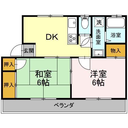 エンジェル3(2DK/1階)の間取り写真