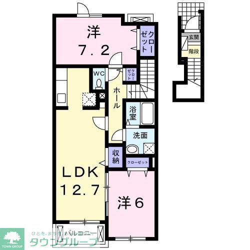 エテルノピアッツァB(2LDK/2階)の間取り写真