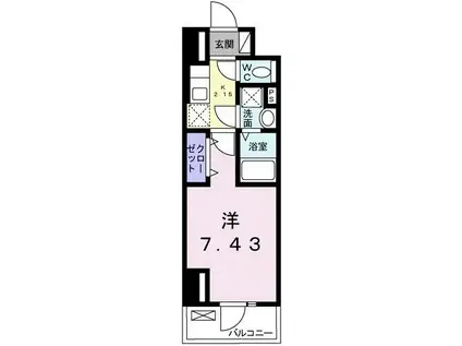 プラーサート 南観音(1K/4階)の間取り写真