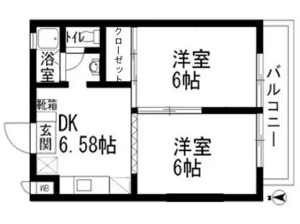 第二讃井ハイム(2DK/3階)の間取り写真