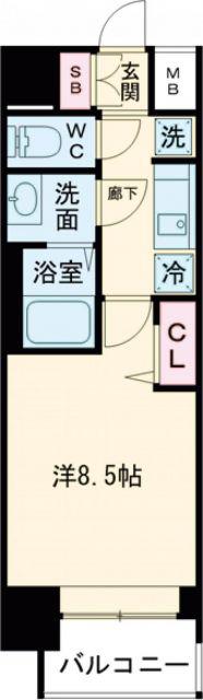 プレサンス大曽根駅前ファースト(1K/4階)の間取り写真