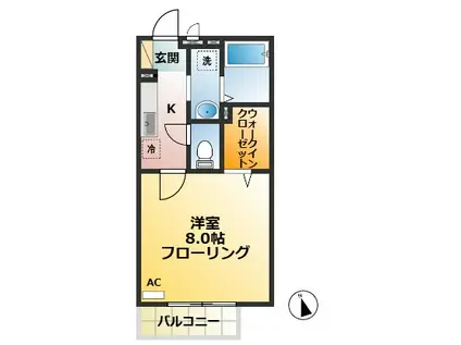 アルコバレーノ(1K/2階)の間取り写真