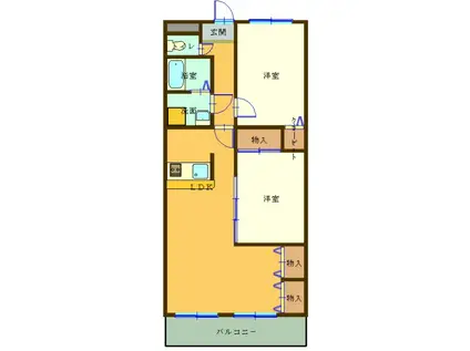 マッシモグローリア(2LDK/3階)の間取り写真