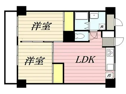 広栄ハイツ(2LDK/3階)の間取り写真