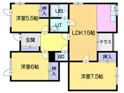 ローヤルハイツN8(3LDK/1階)の間取り写真