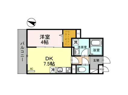 BASE(1DK/2階)の間取り写真