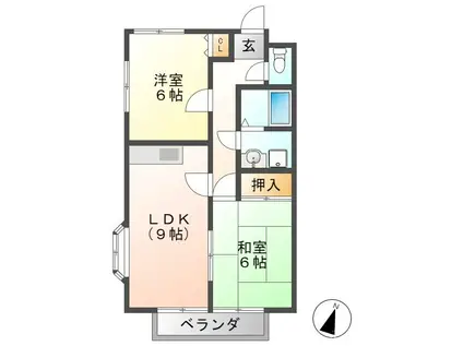 旭ハイツ(2LDK/2階)の間取り写真