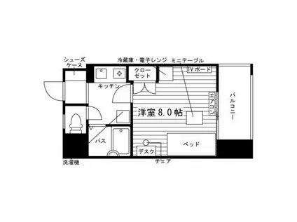 ヤングコーポ北方Ⅱ(1K/13階)の間取り写真