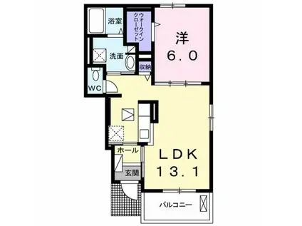 ラグジュアリーI(1LDK/1階)の間取り写真