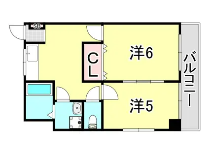 三和マンション(2DK/1階)の間取り写真