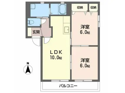 アピア古川北(2LDK/1階)の間取り写真