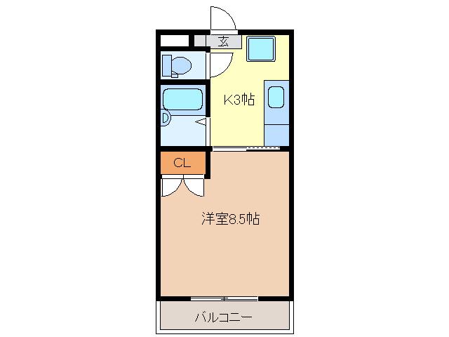 エスプール阪野(1K/3階)の間取り写真