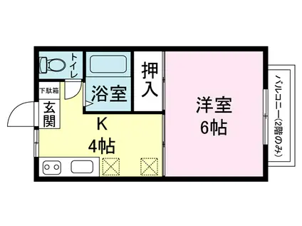 アビタション西条(1K/2階)の間取り写真