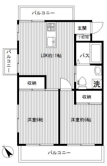岡部ビル(2LDK/7階)の間取り写真