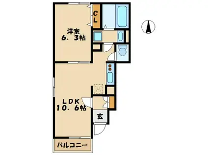 アムール ラメゾン(1LDK/1階)の間取り写真