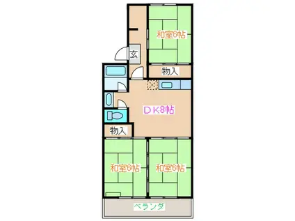 東仙台ガーデンハイツIV(3DK/3階)の間取り写真
