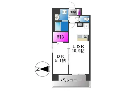アストラルグラミ阿倍野(1LDK/1階)の間取り写真
