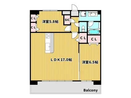 KABAYA GARDEN HAKATA(2LDK/11階)の間取り写真