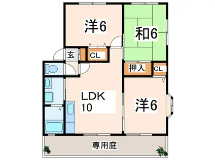 ソレジオ佐土原(3LDK/1階)の間取り写真