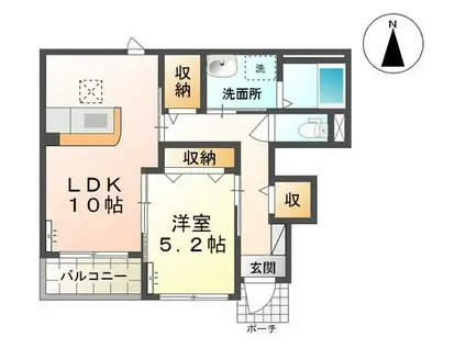 アクエルド(1LDK/1階)の間取り写真