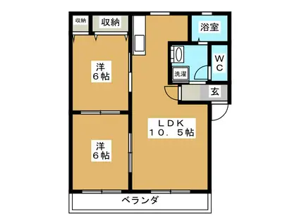 クレールN(2LDK/1階)の間取り写真