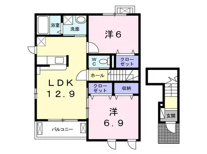 ホーク メゾンB(2LDK/2階)の間取り写真
