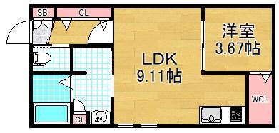 ディアコート光善寺(1LDK/1階)の間取り写真