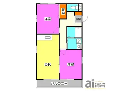 ソルフェ―ジュ(2DK/1階)の間取り写真