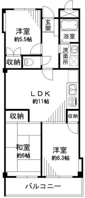 ドエルYM(3LDK/2階)の間取り写真