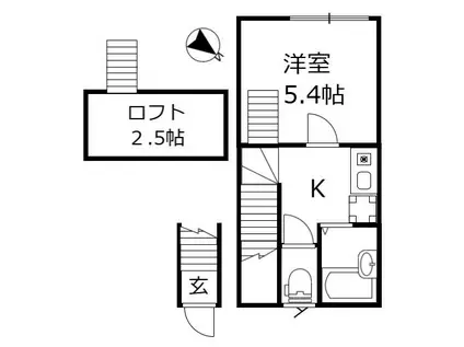 ステラ多摩川(1K/2階)の間取り写真