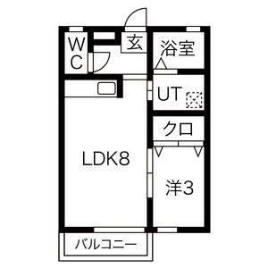プレステージ風YS(1LDK/1階)の間取り写真